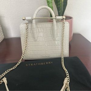 Strathberry Nano Tote - Croc Vanilla